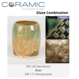 Rainforest SW185 over Night Moth SW181 Stoneware Glaze Combination